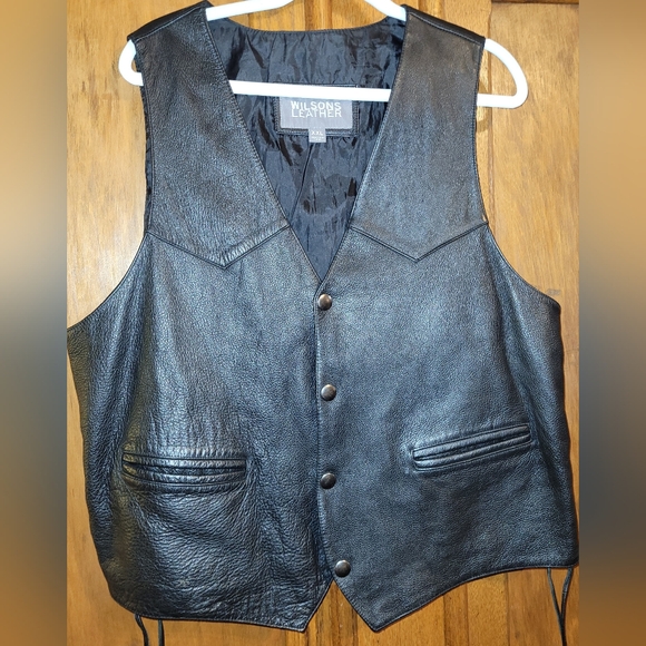 Wilson Leather Vest XXL Vintage Harley Davidson Patch Embossed - Picture 1 of 7